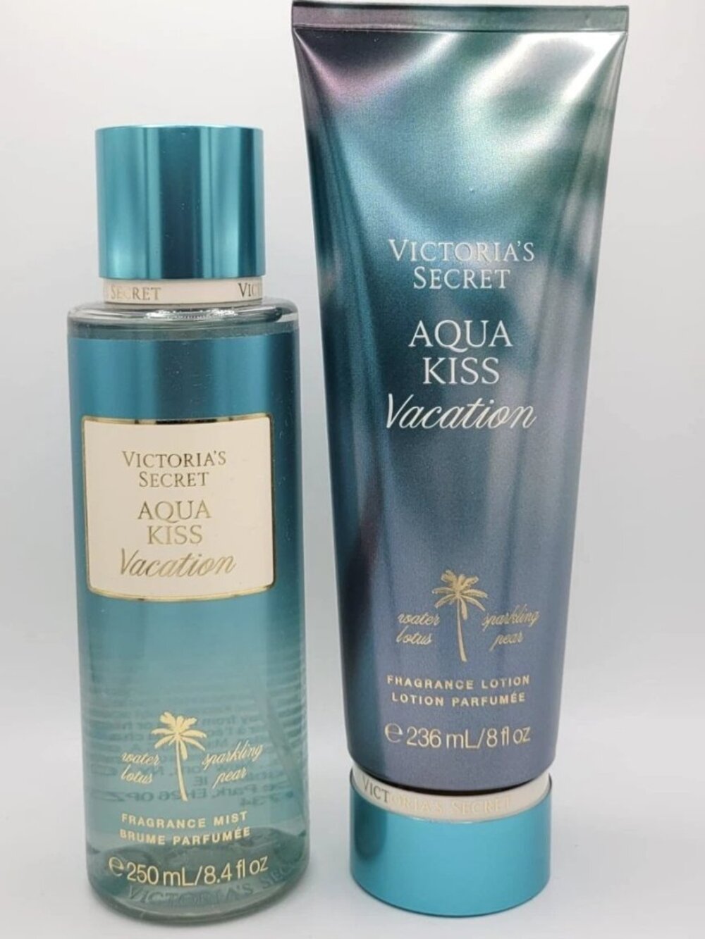 Victoria's Secret Aqua Kiss Vacation Fragrance Mist & Body Lotion Set of 2 NWT